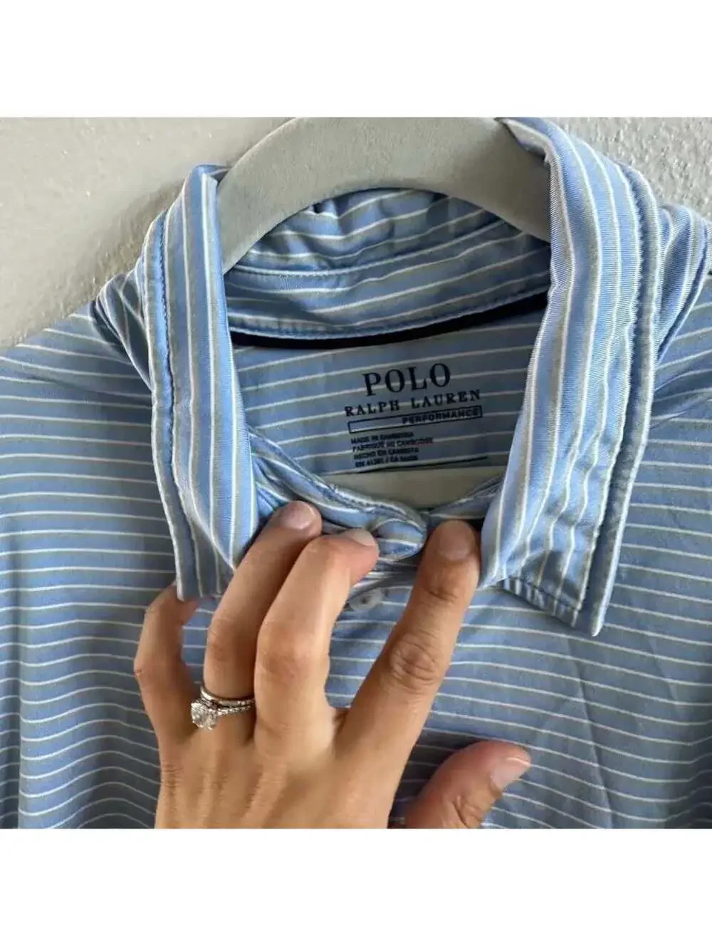 Polo Ralph Lauren Youth Boy's Performance Polo Blue Stripes Size M